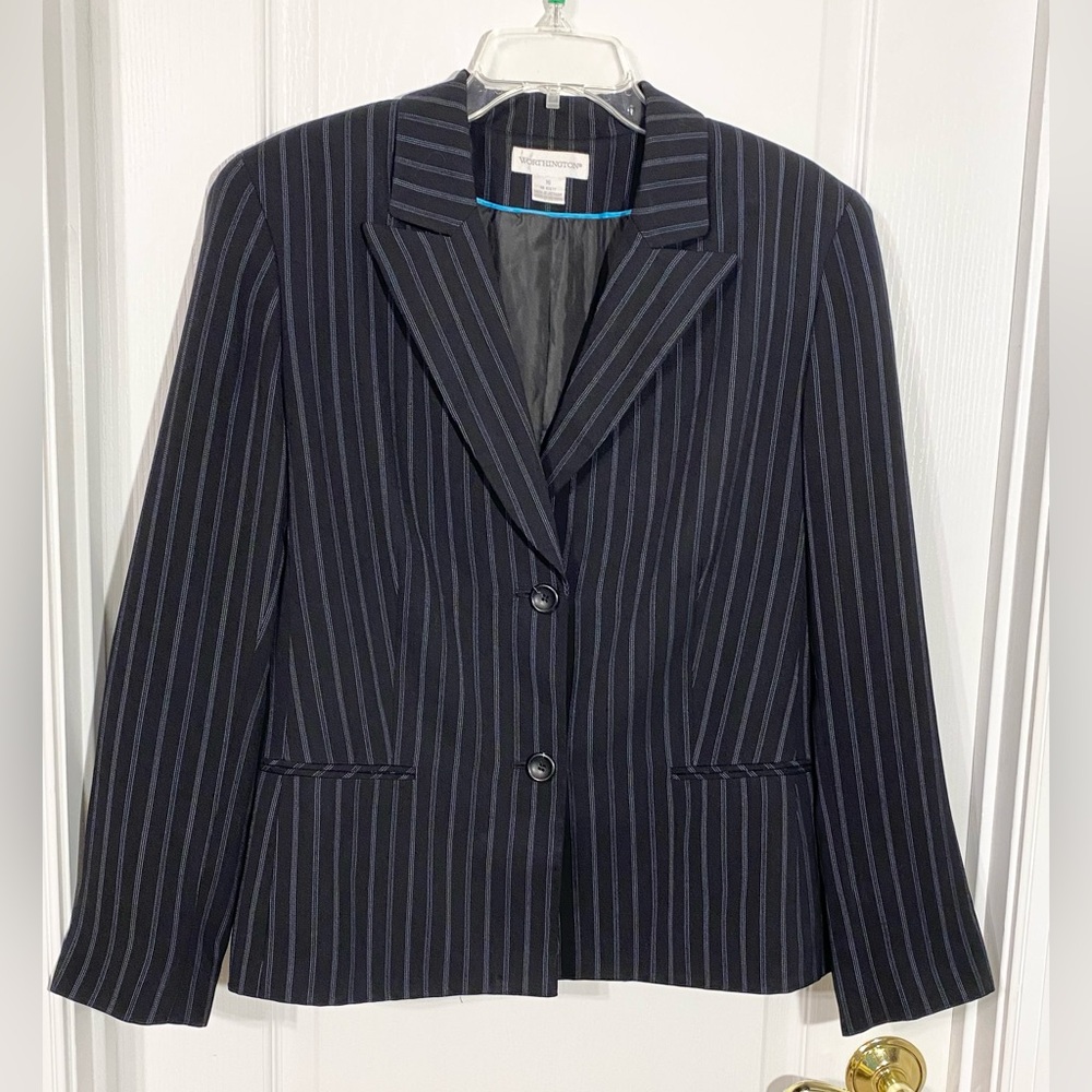 Worthington Navy Pinstripe Blazer - Classic Women's Jacket